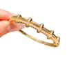 Inlaid Zircon Geometric Open Bangle - Elegant, High-End Design for Versatile Women's Fashion