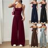 Women's Halterneck Suspender Pleated Waist Backless Jumpsuit