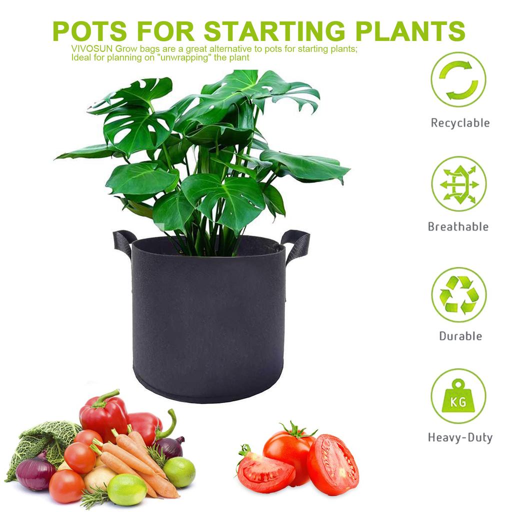 Plant Grow Bags Breathable Felt Polypropylene Webbing Plant Grow Pots Garden Planting Containers with Handles