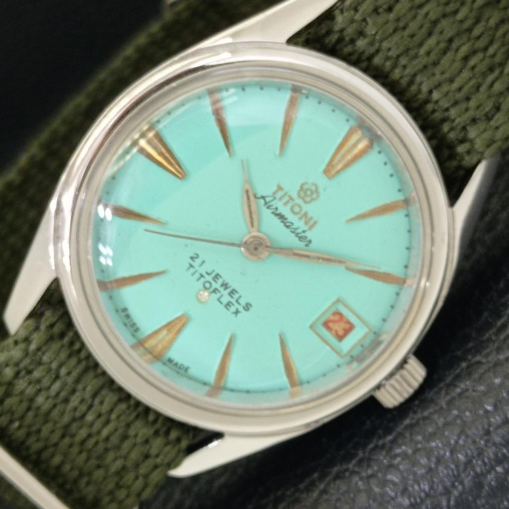 

Б/У TITONI AIRMASTER TITOFLEX ШВЕЙЦАРСКИЕ МУЖСКИЕ ЧАСЫ С БИРЮЗОВЫМ ЦИФЕРБЛАТОМ a432180-2 R110-a432180