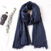 105*190cm One Piece Women Oversize Solid Plain Scarf Shawls Head Wraps Viscose Cashmere Muslim Frayed Hijabs Pashmina