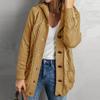 Women's Solid Color Long Sleeved Casual Pocket Knitted Sweater Cardigan Jacket