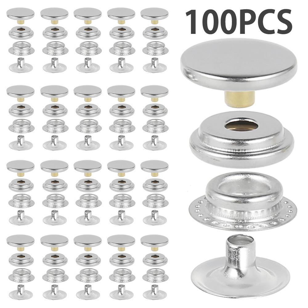 100Pcs Snap Fastener Tool Heavy Duty Metal Snap Buttons Kit for Clothing Press Studs Snap Fasteners Snap Setter Tool for Marine