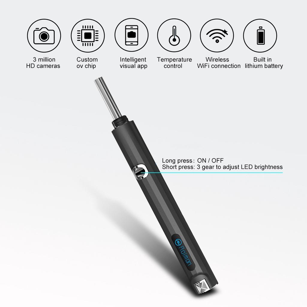 Waterproof Earwax Removal LED Lights WiFi Otoscope Ear Scope Ear Candle Cleaner Wireless 3.5mm Camera LED Light