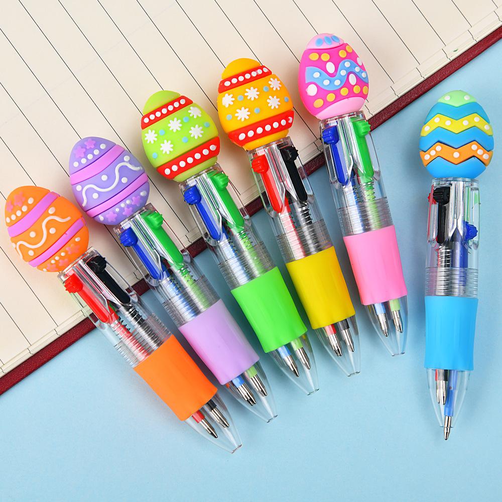 48Pcs Cute Rabbit Colored Egg Ballpoint Pens Cartoon Press-to-use Multi-color Pen Creative Easter Stationery Prize Gift Writing Tools Holiday Gift Nov