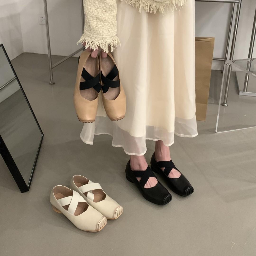 

Туфли Мэри Джейн Женские Туфли-балетки на низком каблуке С перекрещенным ремешком Квадратный носок Носок-пята Ретро Плоские Повседневные туфли 39 хаки