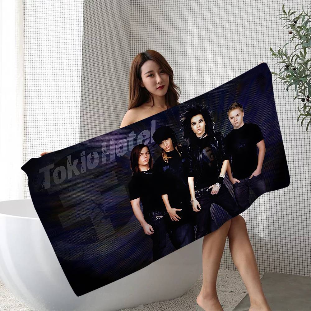1pc Vintage Rock T-Tokio H-Hotel Microfiber Blanket Quick Drying Beach Towels Oversized Printing Super Absorbent Towel Blanket