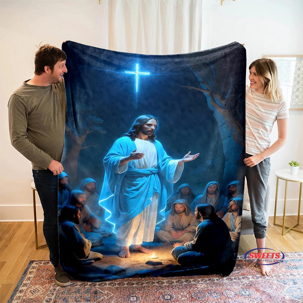 NO.3 3D Pray Holy Bible Cross Jesus Soft Flannel Blanket for Bed Bedroom Sofa Picnic,Throw Blanket for Cover Outdoor Leisure Nap