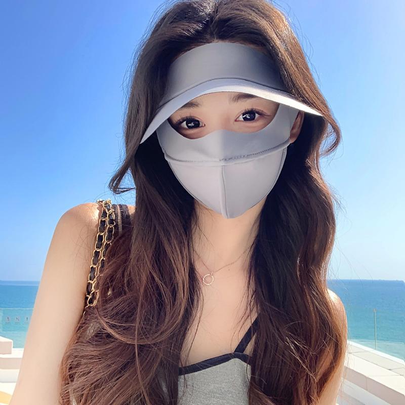 Eis Seide Sonnenschutzmaske UPF50+ Ganzgesichts-Anti-UV-Nackenschal Staubdicht 3D Atmungsaktiv Sonnenschutz Gesichtsmaske Outdoor 1 Stück