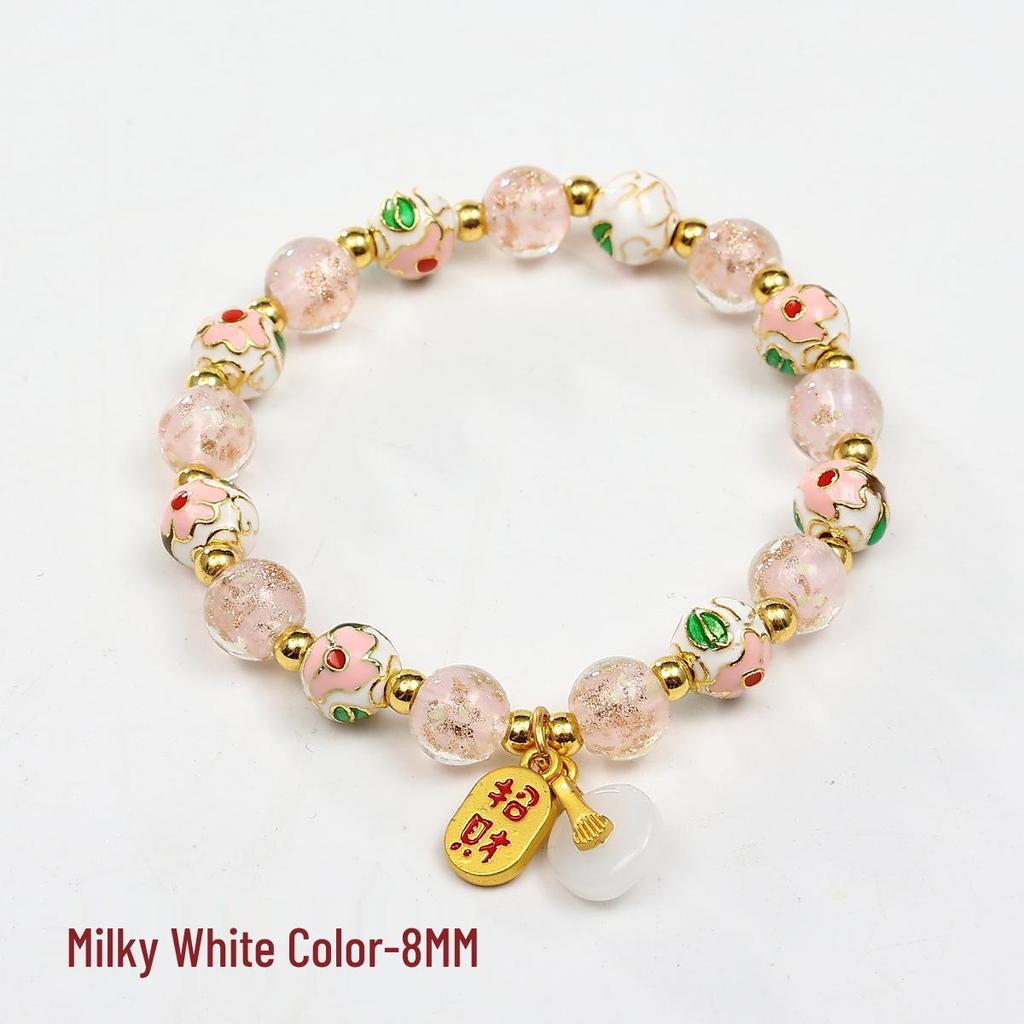 Cloisonné Enamel Floral Peace Buckle Bracelet - Luminous, High-End Jewelry for Women