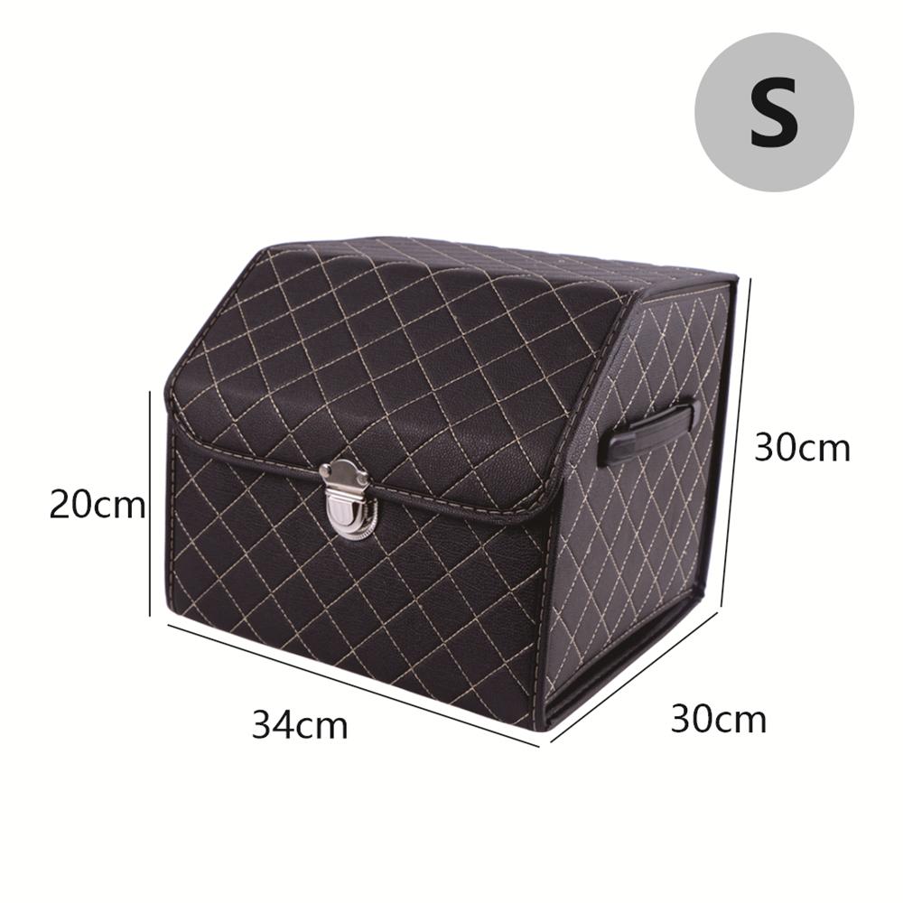

Collapsible Car Trunk Storage Box High Capacity Organizer In The Car PU Leather Trunk Tool Box Auto Accessories Storage Bag BLACK-BEIGE-S