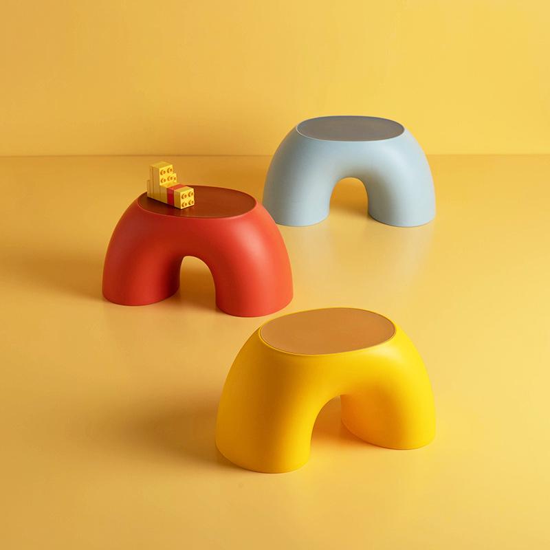 Creative Rainbow Stool - Colorful, round, and comfortable design with non-slip feature, perfect for shoe-changing or as a small multi-purpose seat.