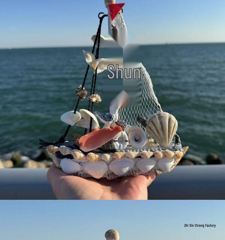 Medelhavssnäckskal Segelbåtsmodell Prydnad - Smooth Sailing Hantverkspresent Souvenir