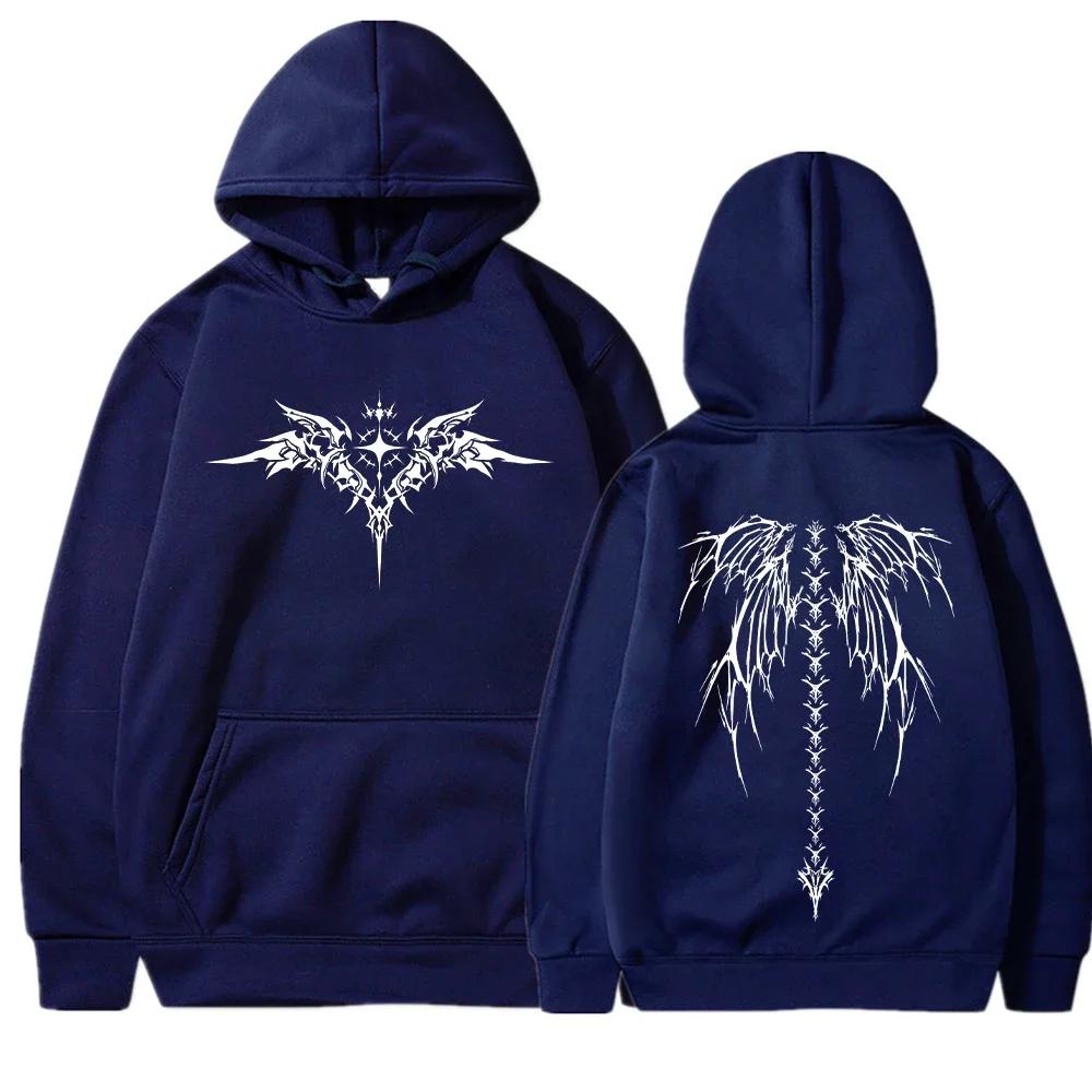 2025 Popular Wing Print Hoodie Men's Long Sleeved Fashionable Sportswear Unisex Fashionable New Street Clothing Casual