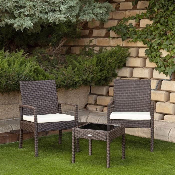 Ensemble Table Et Chaises - Aktive - 2 Fauteuils - Métal Et Plastique - Coussins Inclus - Extérieur