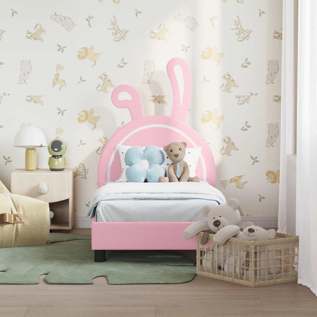 Children S Bed Frame with Headboard Pink 70 X 140 Cm PU