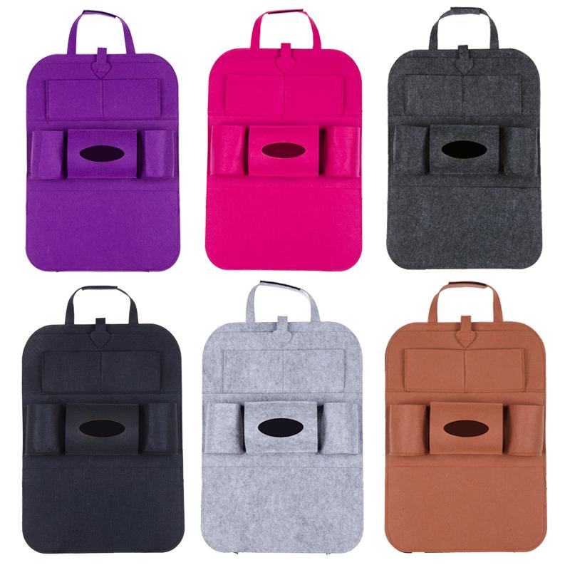 Car Back Seat Storage Bag Organizer 6 Pockets Hanging Bag Auto Trunk Elastic Felt Storage Bag Organizer Car Interior Accessories