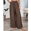 Damskie codzienne luźne spodnie w jednolitym kolorze z elastyczną talią i szerokimi nogawkami, spodnie z prostymi nogawkami