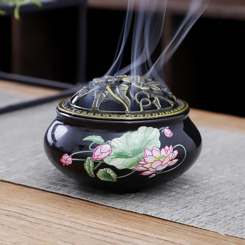Celadon Ceramic Incense Burner for Home, Buddhist Supplies, Sandalwood Incense Path, Ice Crack Kiln Change Design.