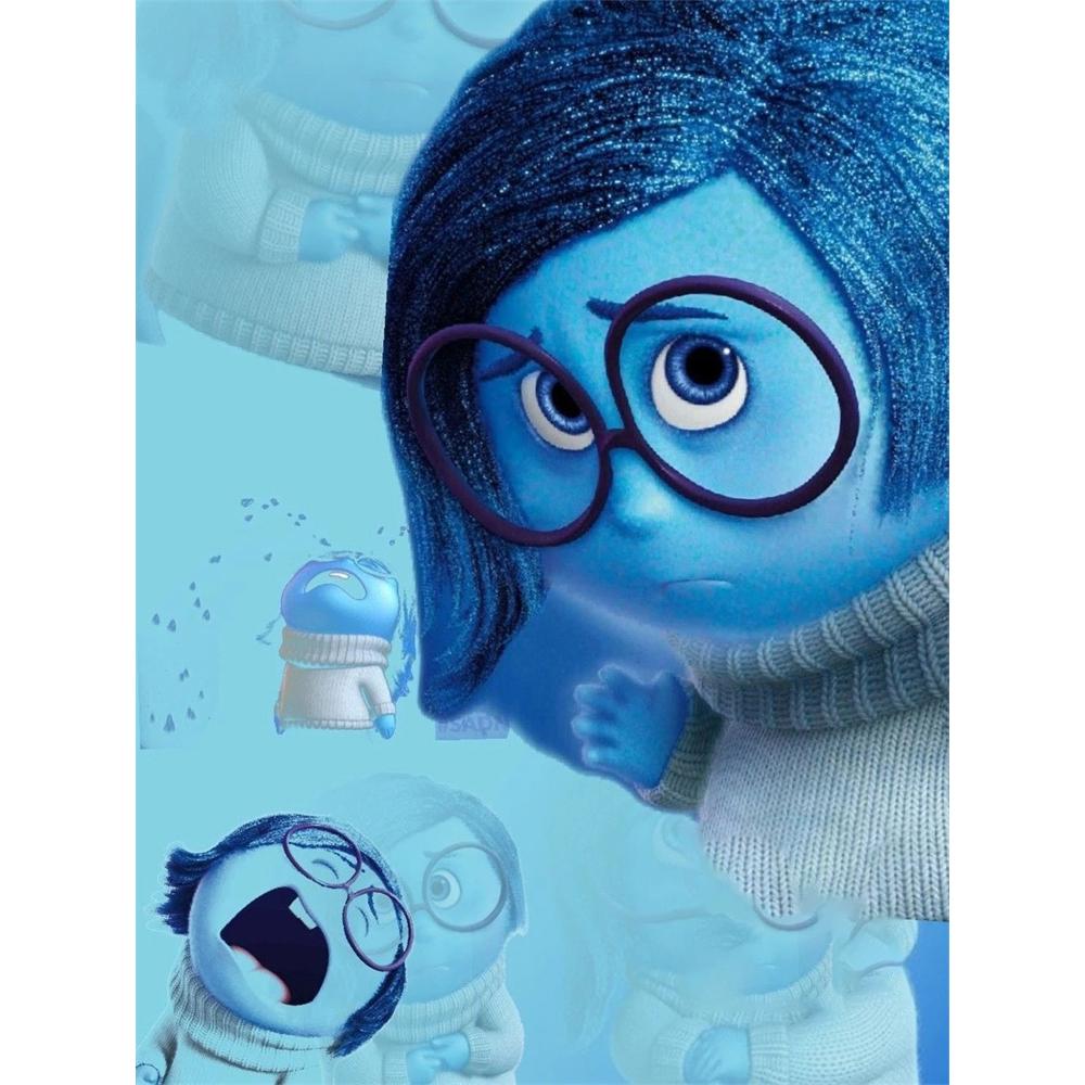 

Disney Diamond Painting: Inside Out A Melancholy Portrait Illustration Cute DIY Rhinestone Mosaic Cross Stitch Kit Embroidery Gift; Home Decor Round 20x30cm