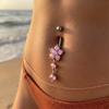 Bunter Zirkon Bauchnabelring Strass Körperpiercing Schmuck Blumenanhänger Bauchnabelring Mädchen