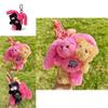 Unique Double Head City Plush Keychain Colorful Teddy Rabbit And Cat Design Gift