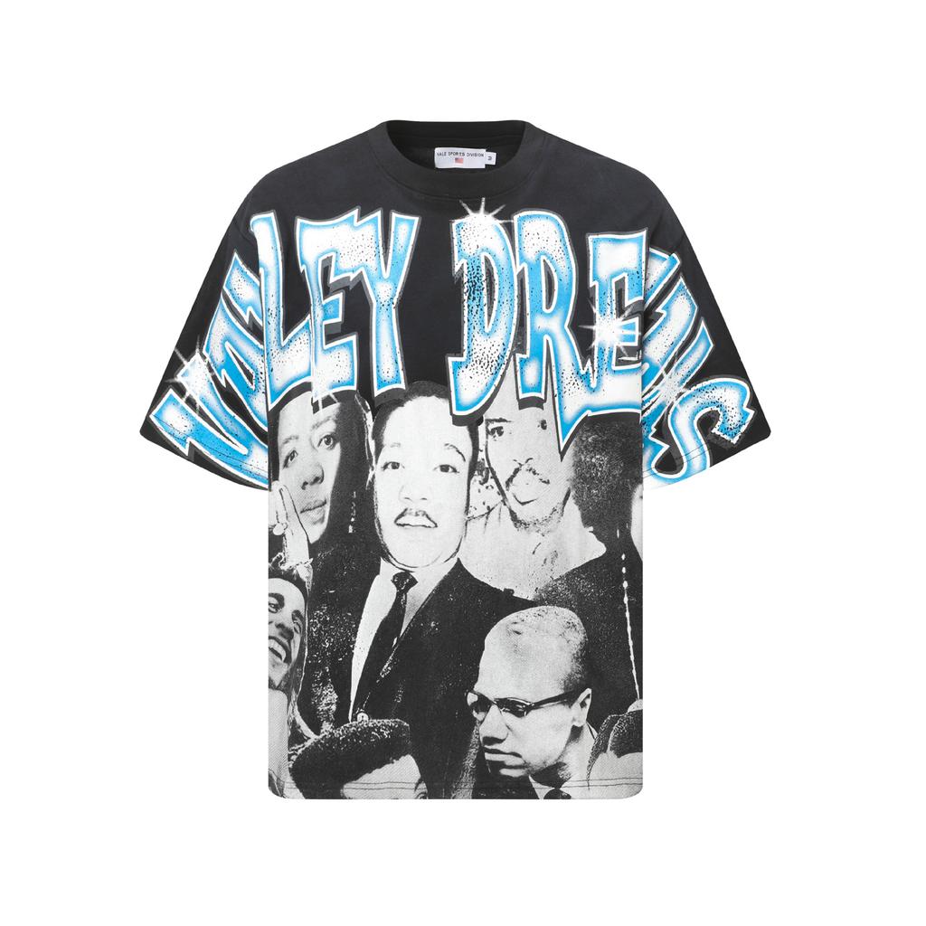 2025 Amerikanische trendige Marke Vall gewaschen alt bedrucktes kurzärmeliges Hip-Hop lockeres Streetwear-T-Shirt für Männer und Frauen