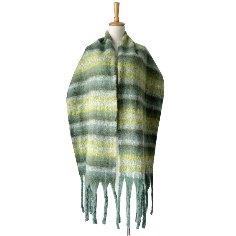 Yarn Thick Striped Scarf Fashion Warm Women Thickened Circle Braid Tassel Shawl Keep