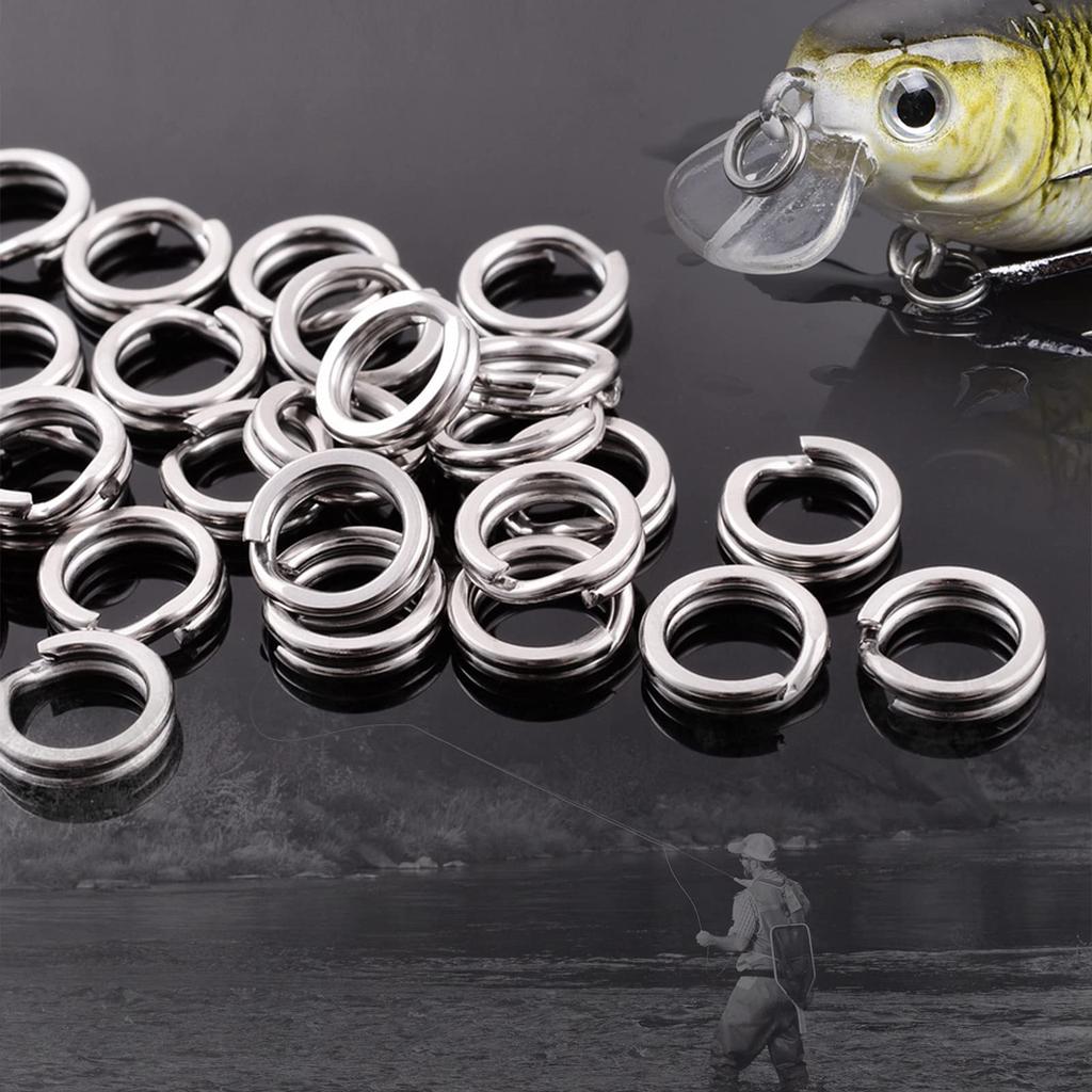 Atibin Stainless Steel Split Swivel Fishing Bluefish Lure Assist Jigging Swivel Snap Mountain Stream 100 Pieces Rings, Fishing, Rings, Fishing, #12,