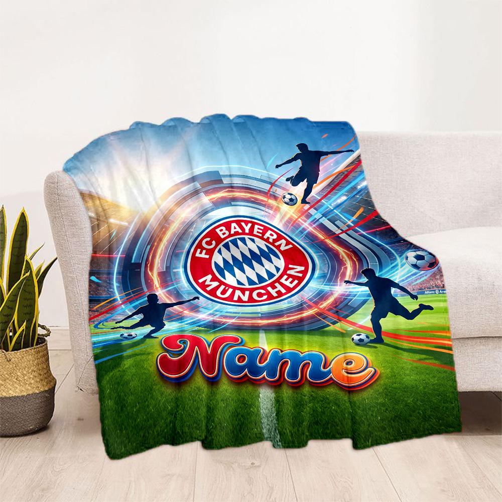 Bayern Munich Jersey Personalized Text Blanket Multi-purpose Customizable Blanket Soft & Cozy for Seaside Nap Home Decor Living Room for All Occasions