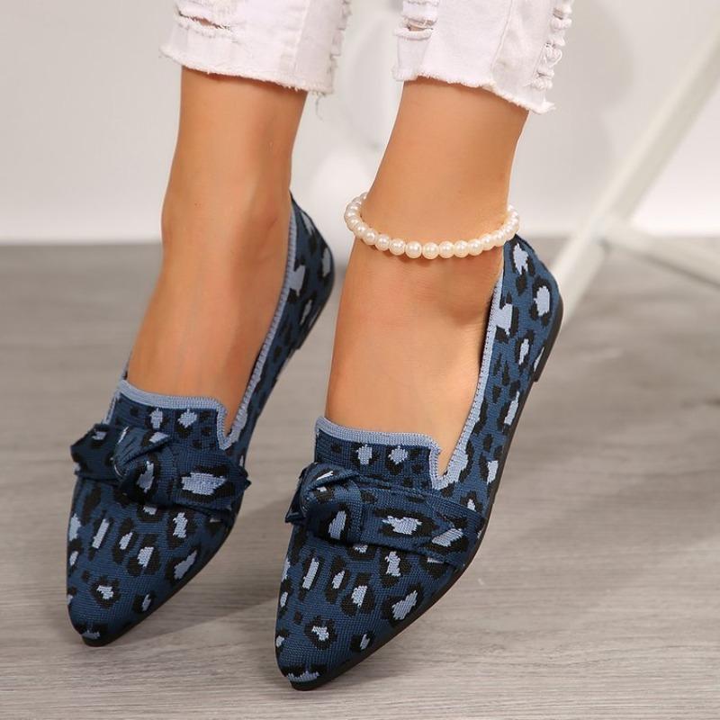 Women's Pointed Toe Flying Woven Loafers, Bow Decor Slim Fit Flat Shoes, Casual Slip On Daily Ladies Single Shoes