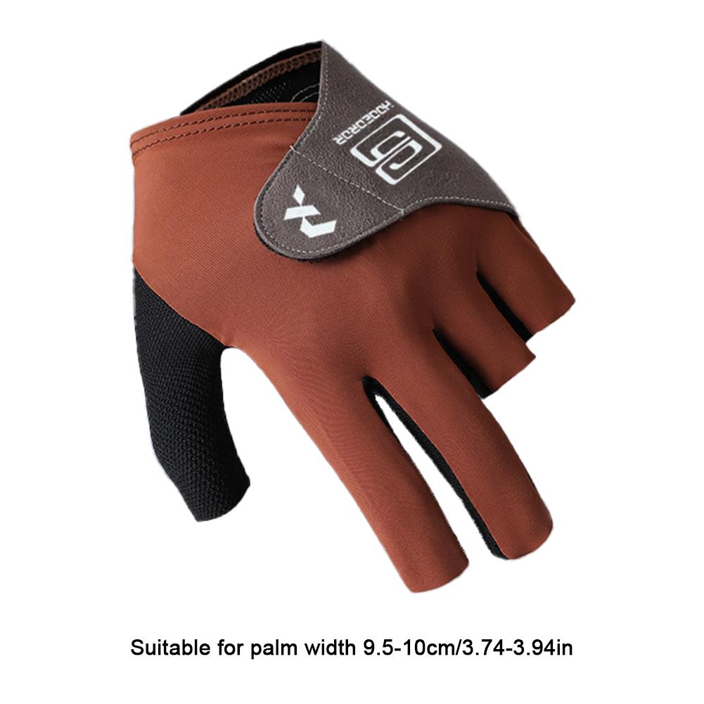 1PC Professional Half Finger Billiard Gloves For Left Hand Breathable Wear Resistant Ice Silk Gloves With Non-Slip Gasket Self-Adhesive Cloth Fixed