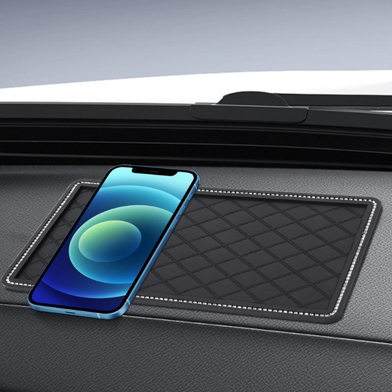 Tapis de rangement antidérapant multifonctionnel pour téléphone portable, tapis antidérapant pour tableau de bord de voiture, tapis en caoutchouc PVC, accessoires d'intérieur de style automobile
