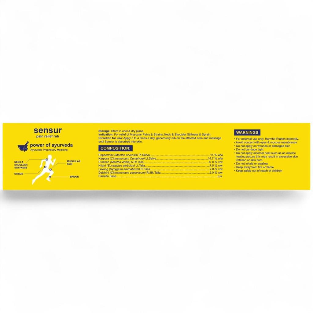 Sensur Ayurvedic Pain Relief Rub 30g Ointment Pack of 1 for Back, Shoulder, Muscular Strain, Sprain, Arthritis Relief