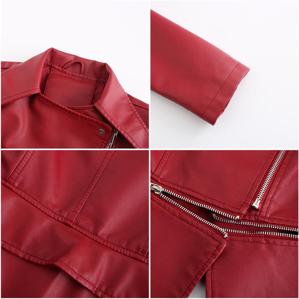 Women's European Size Leather Jacket with Detachable Hem - New Spring & Autumn Fashion 2023