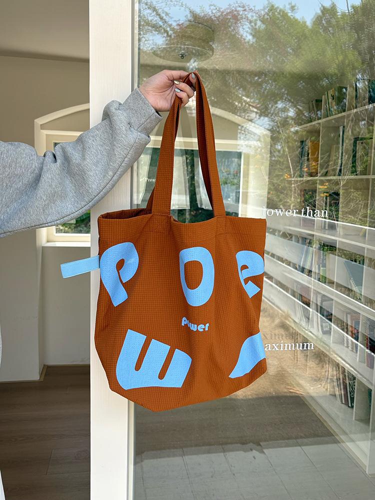 

Letter Print College Girls Book Tote Handbags Contrast Color Women s Canvas Shoulder Bags Large Capacity Female Shopping Bag
