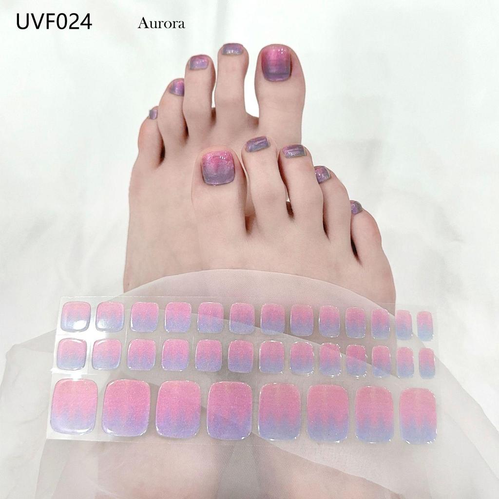 Gel Toe Nail Art Stickers - Semi-Cured UV Lamp Foot Nail Polish Stickers