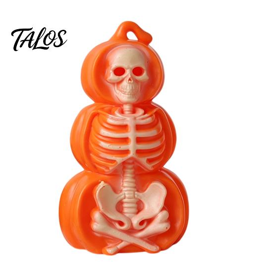 Halloween Craft Activity Supplies Pumpkin Lantern, Spooky Lighted Skeleton Statue, Resin Indoor Outdoor Festival Decor for Porch Table Window