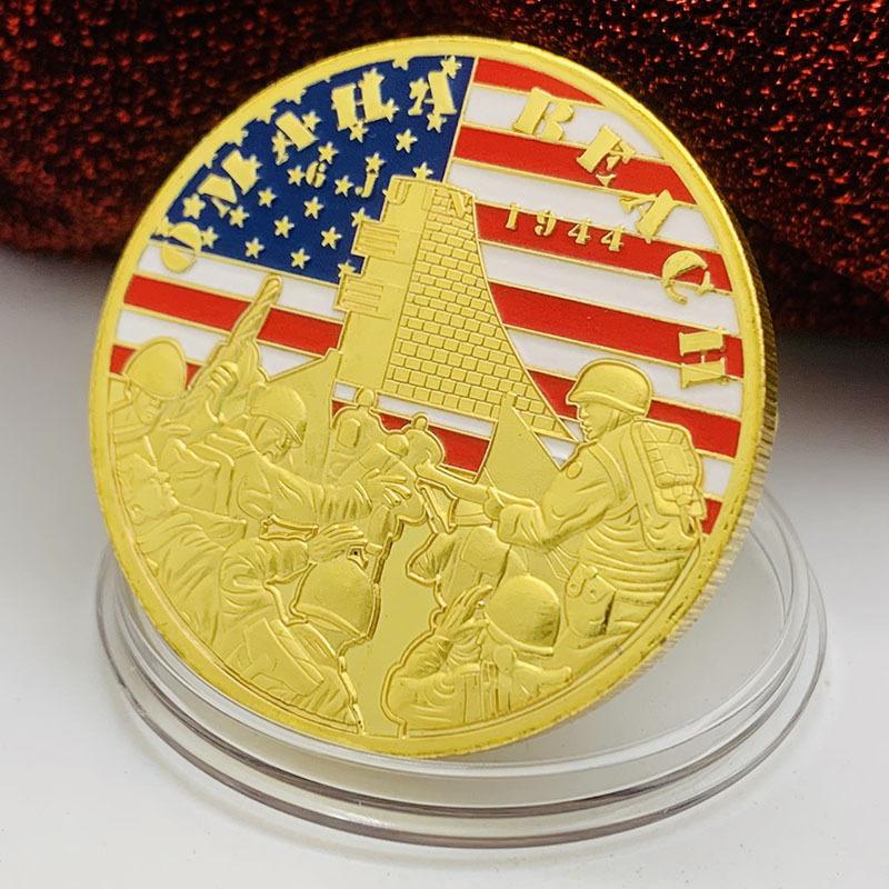 1944 German skydiving, Normandy Army, gold-plated commemorative medal, gold coins, coins, commemorative coins