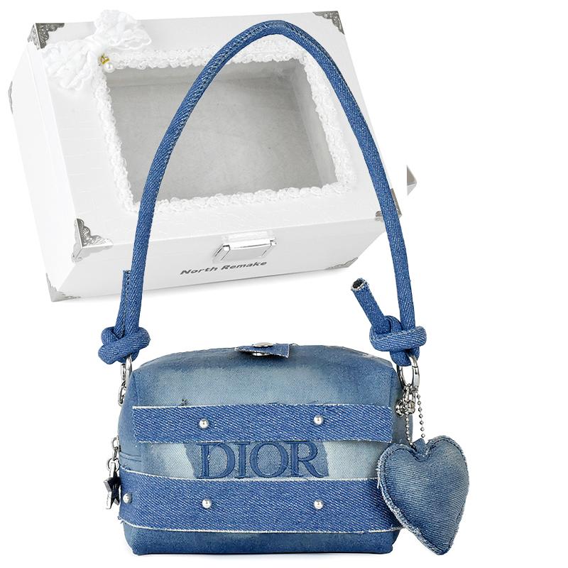 

DIOR Bag [Customized Cosmetic Bag] NR Denim Sweetheart Denim Elegant Refined Classic Retro Industrial Old Oxidation Cowboy Sweetheart-White Gift Box