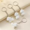 Roztomilé hedvábné štěně Keychain Cartoon 3D Little White Dog Přívěsek Pouzdro na sluchátka Přívěsek Batoh Taška Dekor Klíčenka do auta