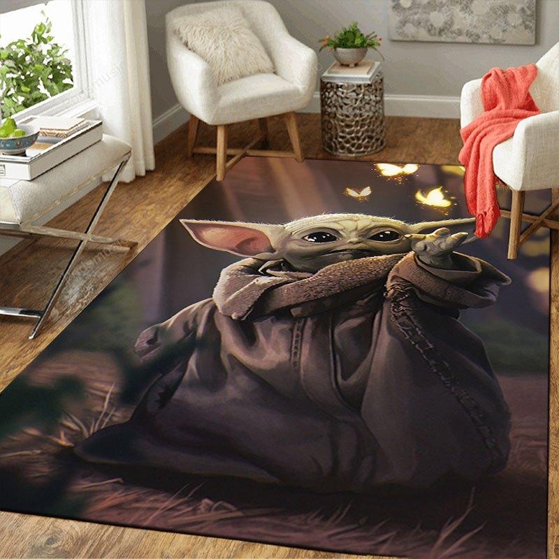 1pz Tappeto Area Tappeto con Motivo Yoda di Star Wars Tappeto Antiscivolo Lavabile a Mano Tappetino per Pavimento Adatto per Soggiorno Camera da Letto Decorazioni per la Casa Decorazioni per la Stanza