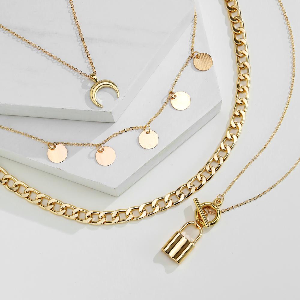 2022 Fashion New Luxury Bracelet Moon Lock Ot Pendant Hollow Out Student Cute Jewelry Couple Sweater Chain
