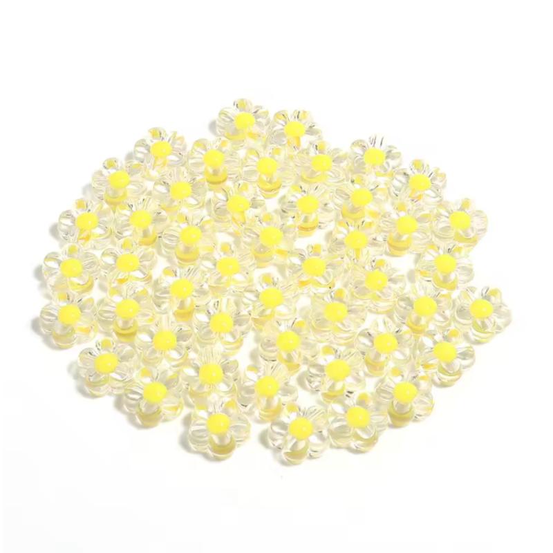 100pcs 12mm Sunflower Acrylic Beads Matte Transparent Mixed Color Spacer Loose Beads DIY Bracelets Necklace Jewelry Accessories