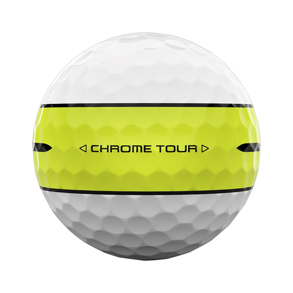 Callaway Chrome Tour 24 360 YLW Stripe Golf Balls, 4-Piece Construction, 360° Yellow Stripe and White