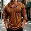 Men's Loose Fit Casual Hoodie Lightweight Pullover with 3/4 Sleeve Drawstring Hooded Shirt for Everyday Wear