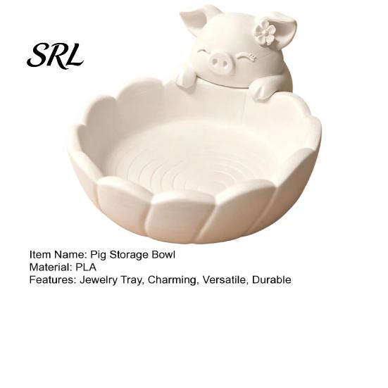 Regalo para Amantes de los Cerdos Lindo Bol de Almacenamiento de Pétalos, Bandeja de Impresión 3D PLA con Acabado Mate, Accesorios Minimalistas para el Hogar Bandeja Organizadora de Joyas y Baratijas Tocador