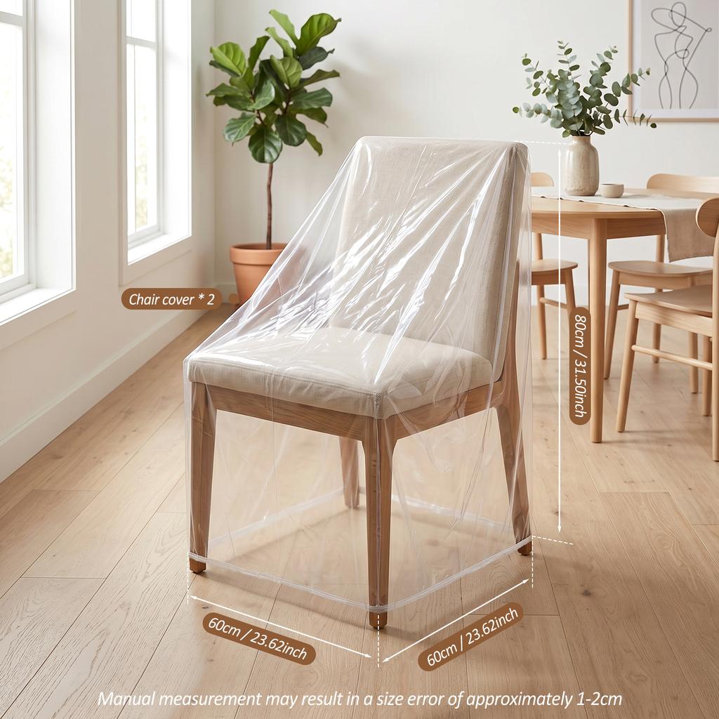 2Pcs Transparent Chair Cover Waterproof Dustproof Outdoor Furnishing Protective Cover with Elastic Band Single Sofa Chair Cover
