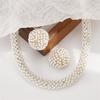 Rhinestones And Pearls Jewelry Set Versatile For Weddings Event Lightweight Design Celebration Necklace Ear Studs
