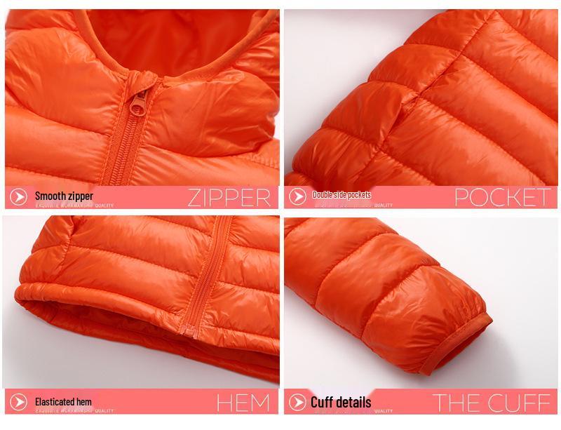 2025 Winter Kids' Down Cotton Jacket - Boys & Girls Solid Color Lightweight Coat for Autumn & Winter
